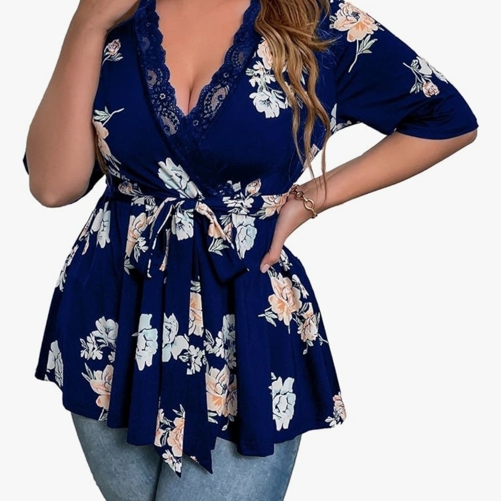 SOLY HUX Plus Size Peplum Top #552